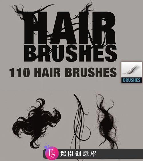 [人物化妆笔刷][插件发布]110组人像精修头发毛发PS笔刷合集 Hair Brushes Collection-斗斗图
