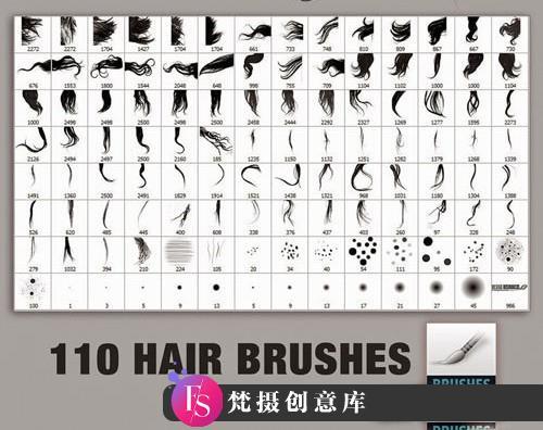 [人物化妆笔刷][插件发布]110组人像精修头发毛发PS笔刷合集 Hair Brushes Collection