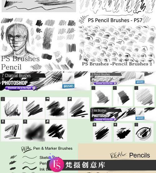 [CG绘画笔刷][插件发布]370多个Photoshop铅笔圆珠笔素描手写绘画笔刷集合