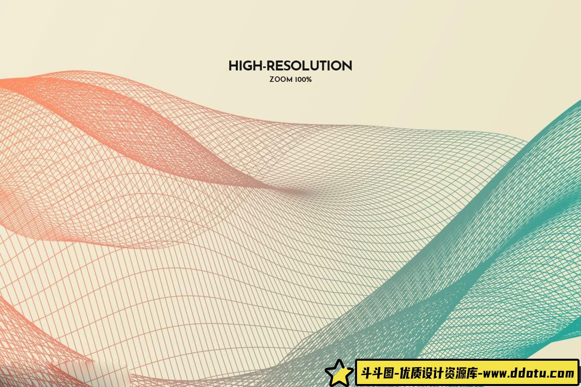 [背景纹理笔刷][插件发布]10个高清专业未来派抽象波浪PS笔刷+PNG素材