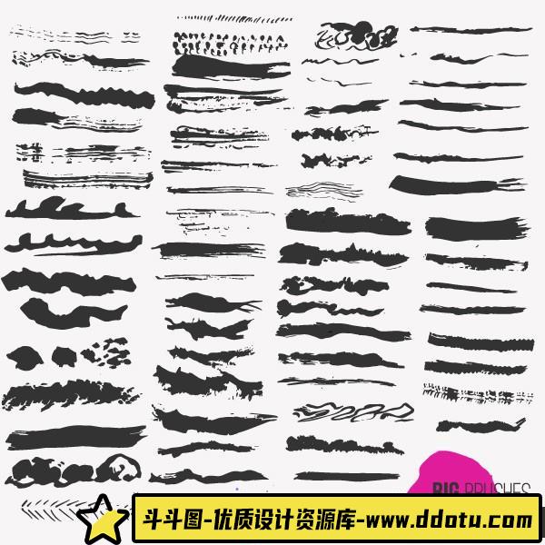[笔刷打包下载][插件发布]百款毛笔笔触笔刷矢量素材