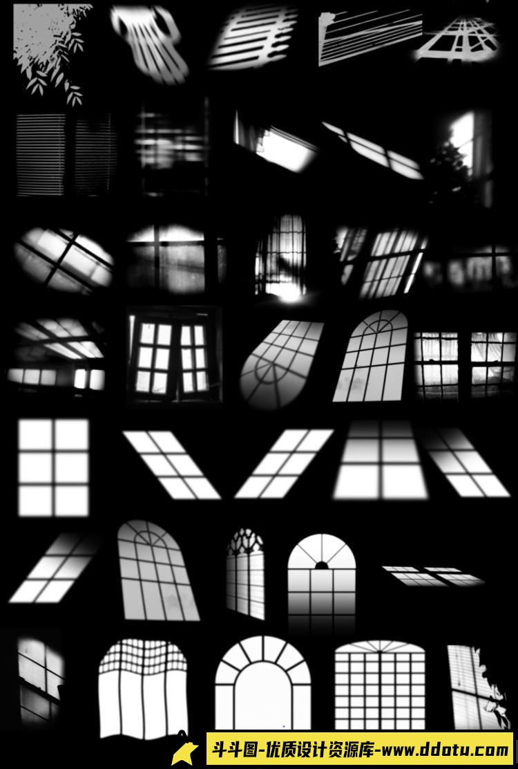 [炫光光效笔刷][插件发布]窗户光阳光光线光束光影情绪背景氛围创意创意PS笔刷