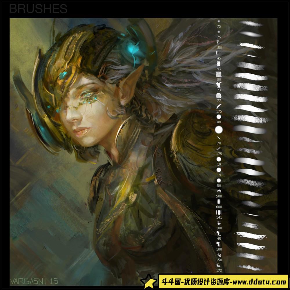 [CG绘画笔刷][插件发布]女性战士系列PS插画笔刷包-CG绘画笔刷，插画笔刷-斗斗图