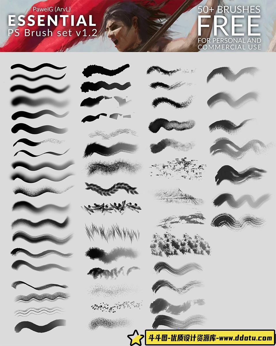 [CG绘画笔刷][插件发布]CG油画笔刷|插画绘画笔触套餐PS笔刷素材-斗斗图