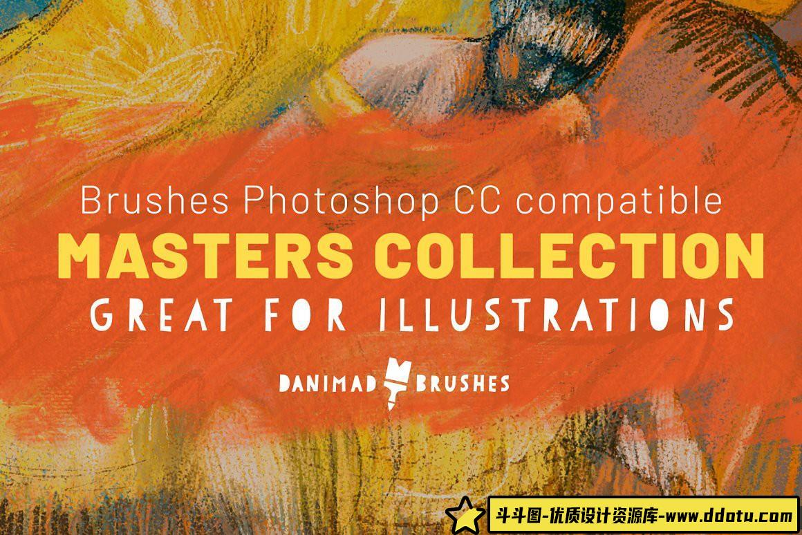 [CG绘画笔刷][插件发布]大师水彩铅笔绘画PS笔刷画笔合集Master Collection Photoshop笔刷-斗斗图