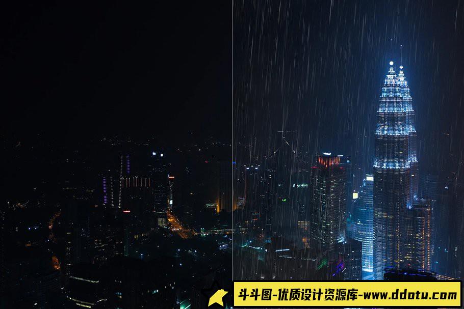 [水花瀑布笔刷][插件发布]50组雨水下雨效果PS笔刷下载 50 Rain Photoshop Brushes