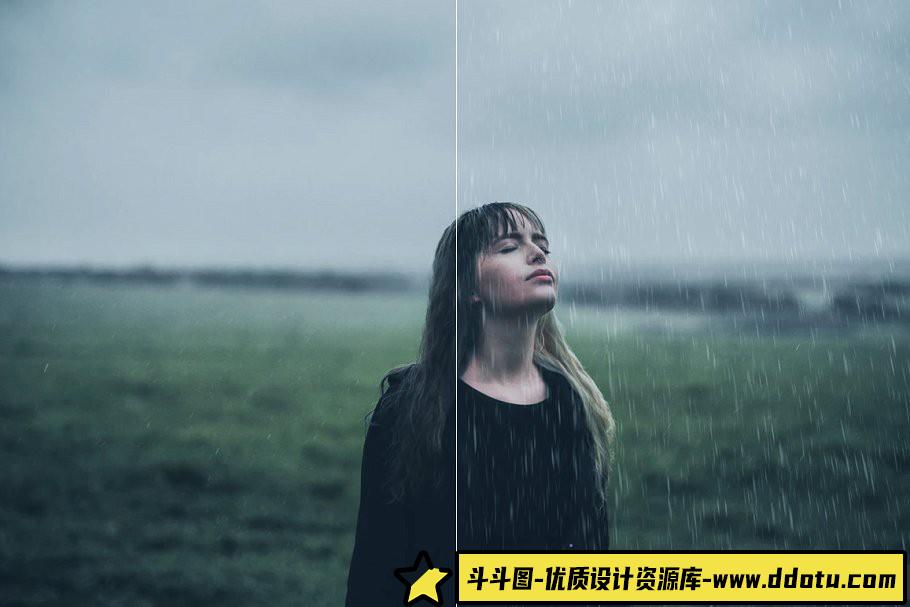 [水花瀑布笔刷][插件发布]50组雨水下雨效果PS笔刷下载 50 Rain Photoshop Brushes