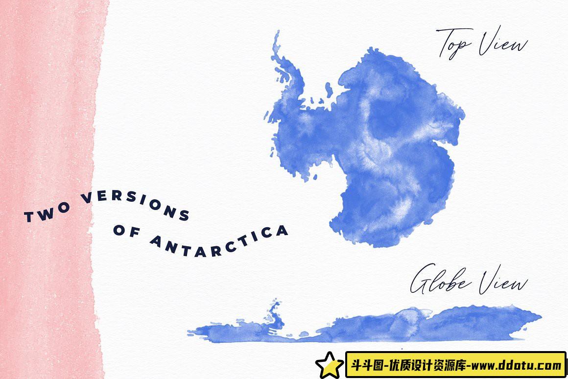 [水墨水彩笔刷][插件发布]世界地图水彩PS笔刷包 World Watercolor PS Brush Pack