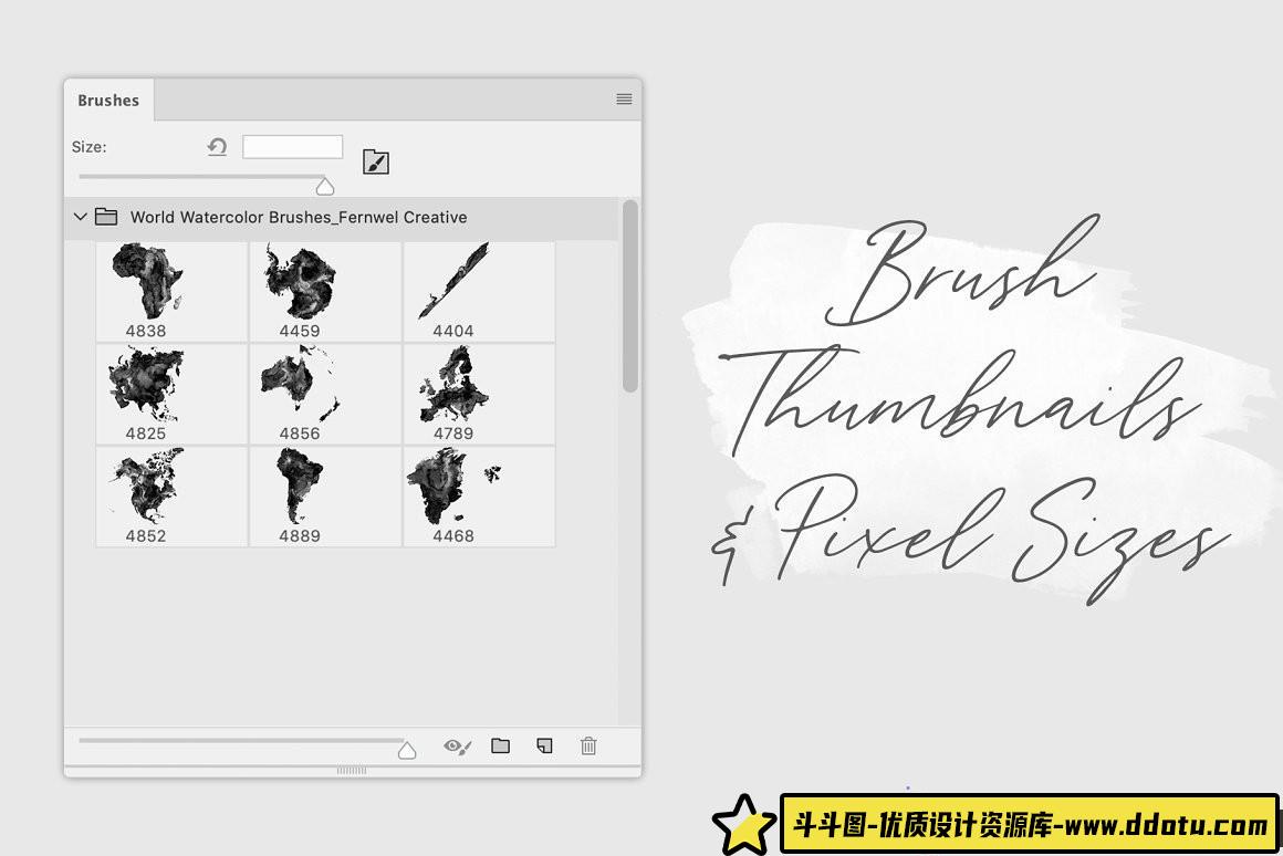 [水墨水彩笔刷][插件发布]世界地图水彩PS笔刷包 World Watercolor PS Brush Pack