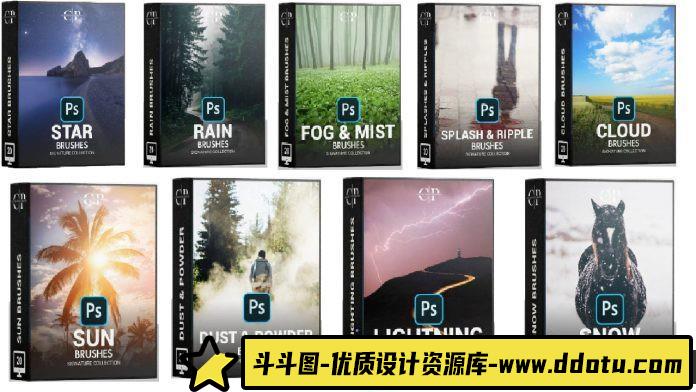 [自然风景笔刷][插件发布]风光摄影师必备12套Photoshop笔刷合集附视频教程-斗斗图