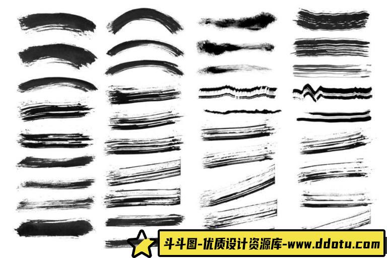 [水墨水彩笔刷][插件发布]45支墨水水墨笔触Photoshop笔刷