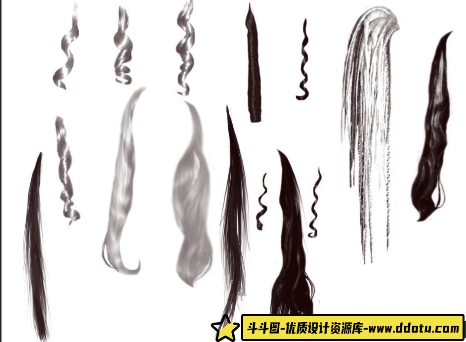 [人物化妆笔刷][插件发布]头发造型发型PS后期素材笔刷合集ABR