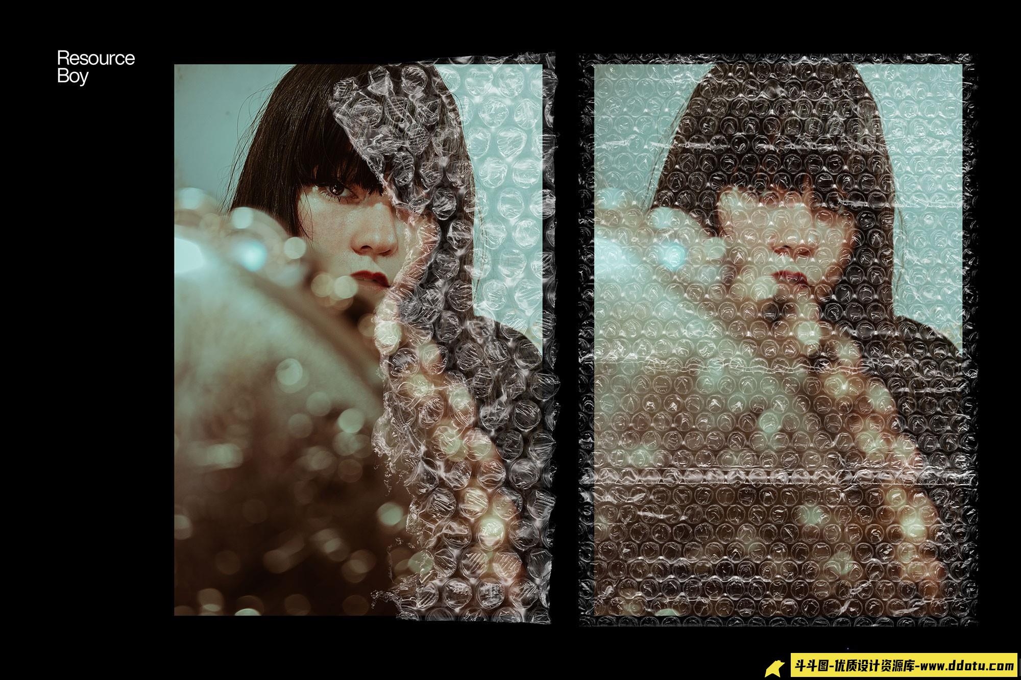 [背景纹理笔刷][插件发布]100 个高清4K气泡薄膜包装Photoshop笔刷