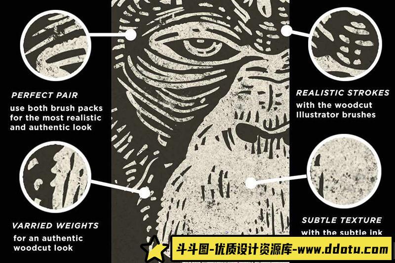 [背景纹理笔刷][插件发布]适用于PS与AI的木刻画，逼真的木刻PS/AI笔刷