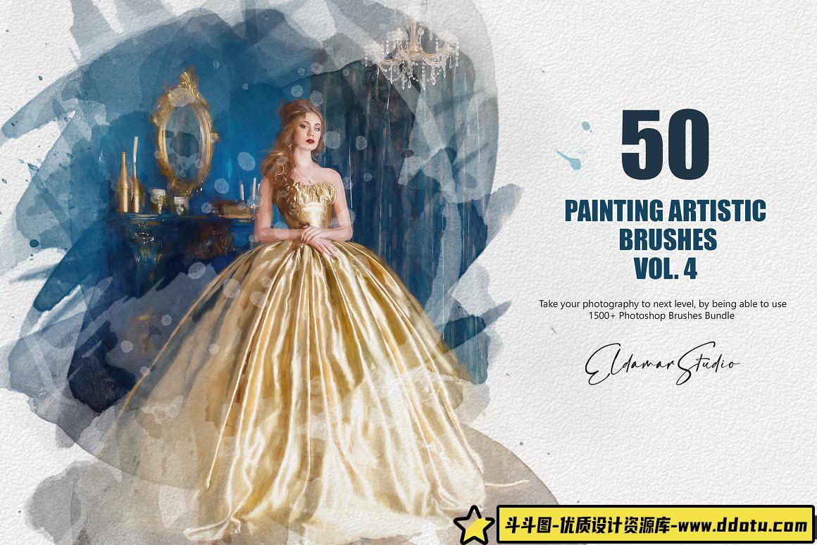 [CG绘画笔刷][插件发布]50种CG绘画艺术PS画笔 50 Painting Artistic Brushes – Vol. 4-斗斗图