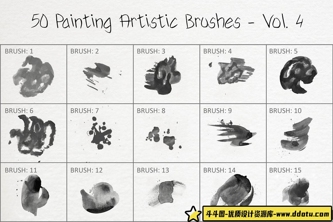 [CG绘画笔刷][插件发布]50种CG绘画艺术PS画笔 50 Painting Artistic Brushes – Vol. 4
