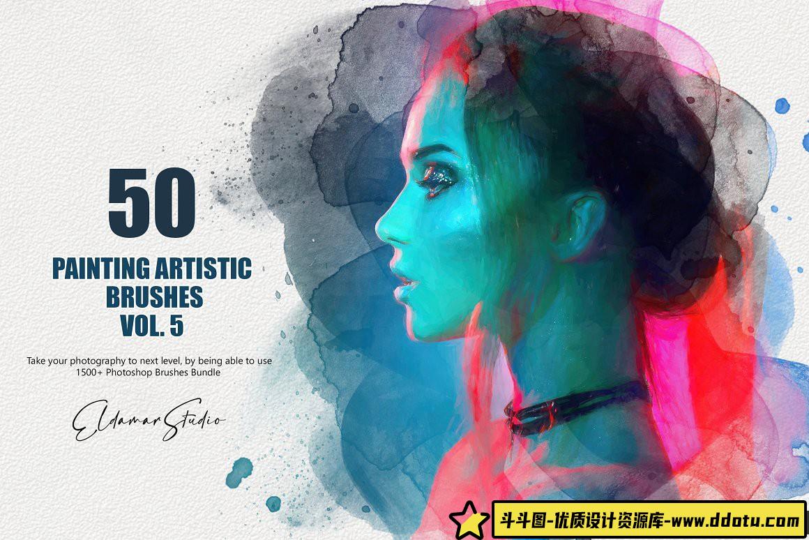 [CG绘画笔刷][插件发布]50种CG绘画艺术PS画笔 50 Painting Artistic Brushes – Vol. 5-斗斗图