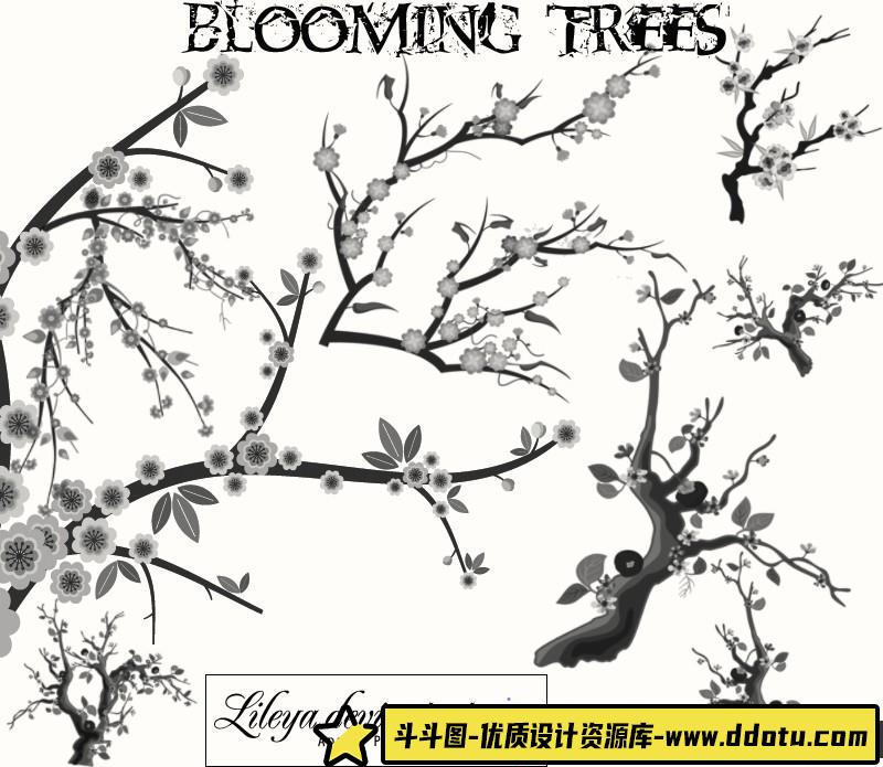 [水墨水彩笔刷][插件发布]水墨梅花PS笔刷-斗斗图