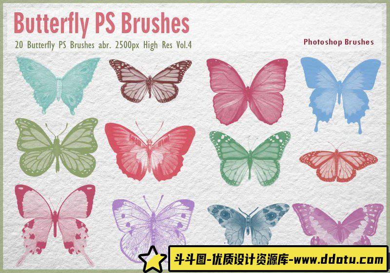 [动物相关笔刷][插件发布]蝴蝶PS笔刷素材-斗斗图