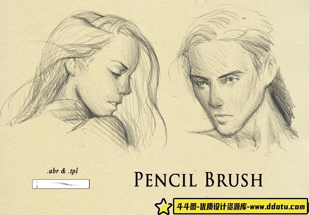 [CG绘画笔刷][插件发布]素描风格绘画铅笔笔触PS笔刷素材-斗斗图