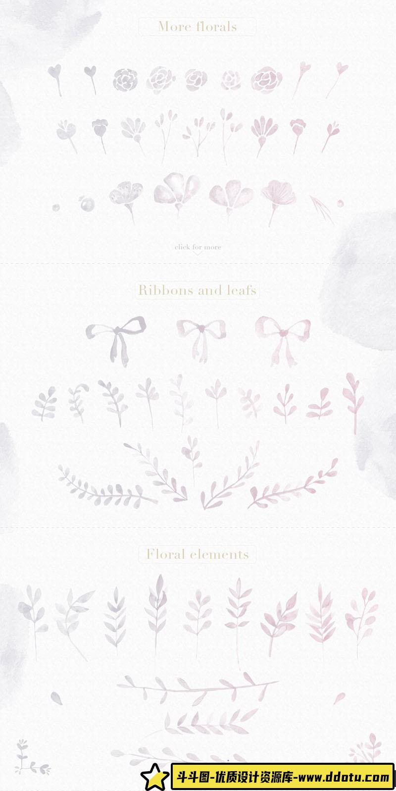 [装饰花纹笔刷][插件发布]水彩花纹花卉绘画Photoshop笔刷