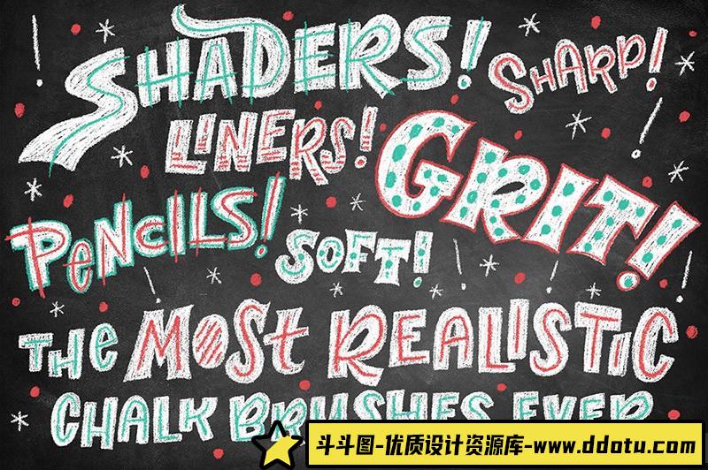 [特效创意笔刷][插件发布]真正的PS粉笔字画笔笔刷 Mega Mash Chalk Brush Kit