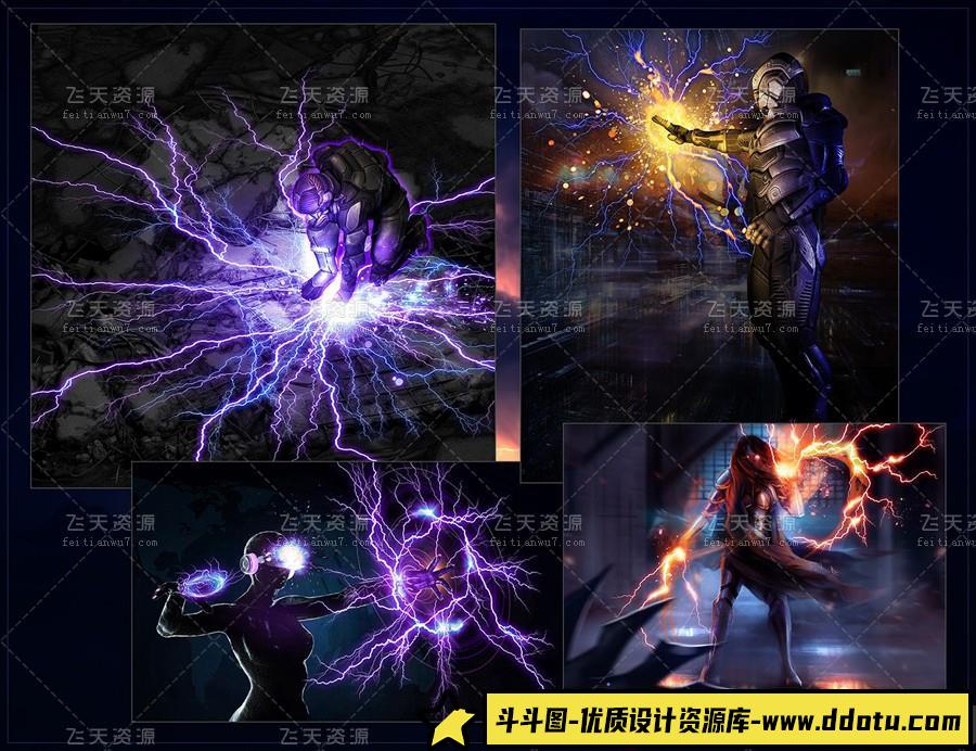 [炫光光效笔刷][插件发布]Rons 高清闪电光效笔刷 Ron’s Lightning FX