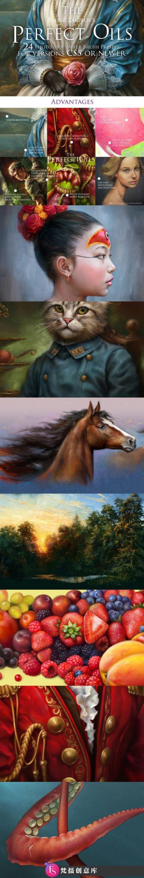 [CG绘画笔刷][插件发布]适用于PHOTOSHOP高品质油画笔刷 24 Oil Brushes