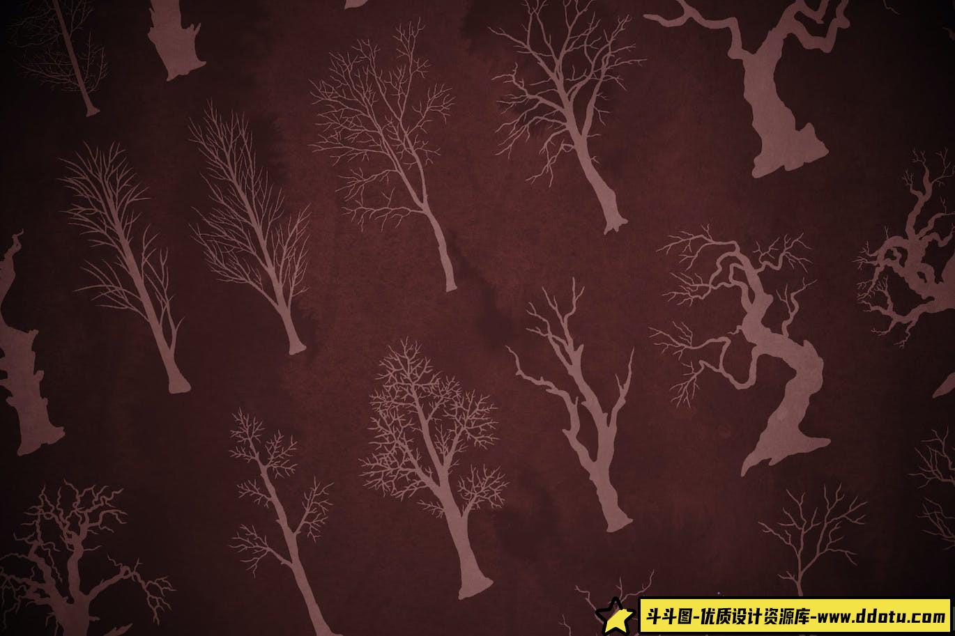 [植物花朵笔刷][插件发布]50支冬季枯树树枝Photoshop笔刷