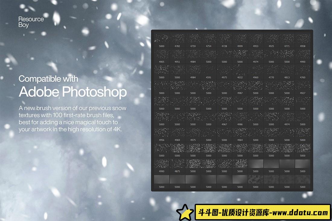 [装饰花纹笔刷][插件发布]100个雪花Photoshop画笔 100 Snow Photoshop Brushes