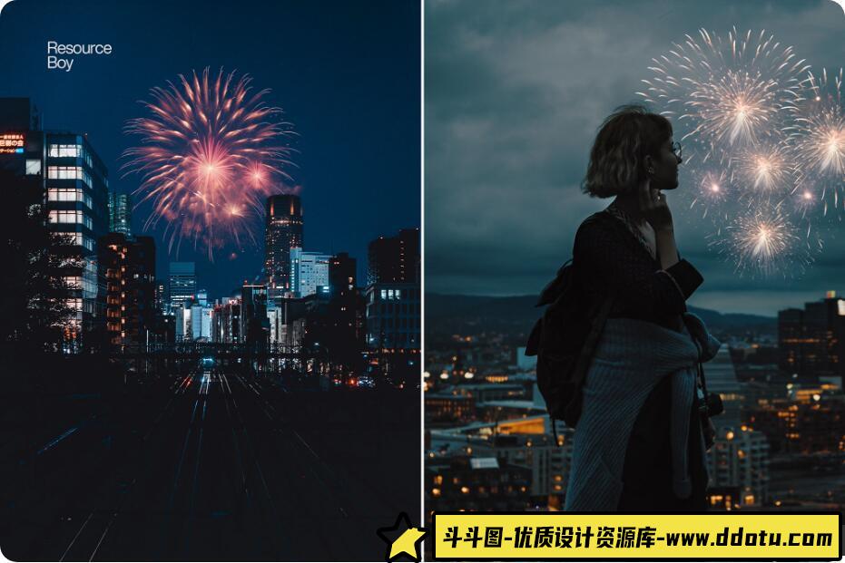 [炫光光效笔刷][插件发布]100种炫丽烟花烟火礼花PS笔刷素材