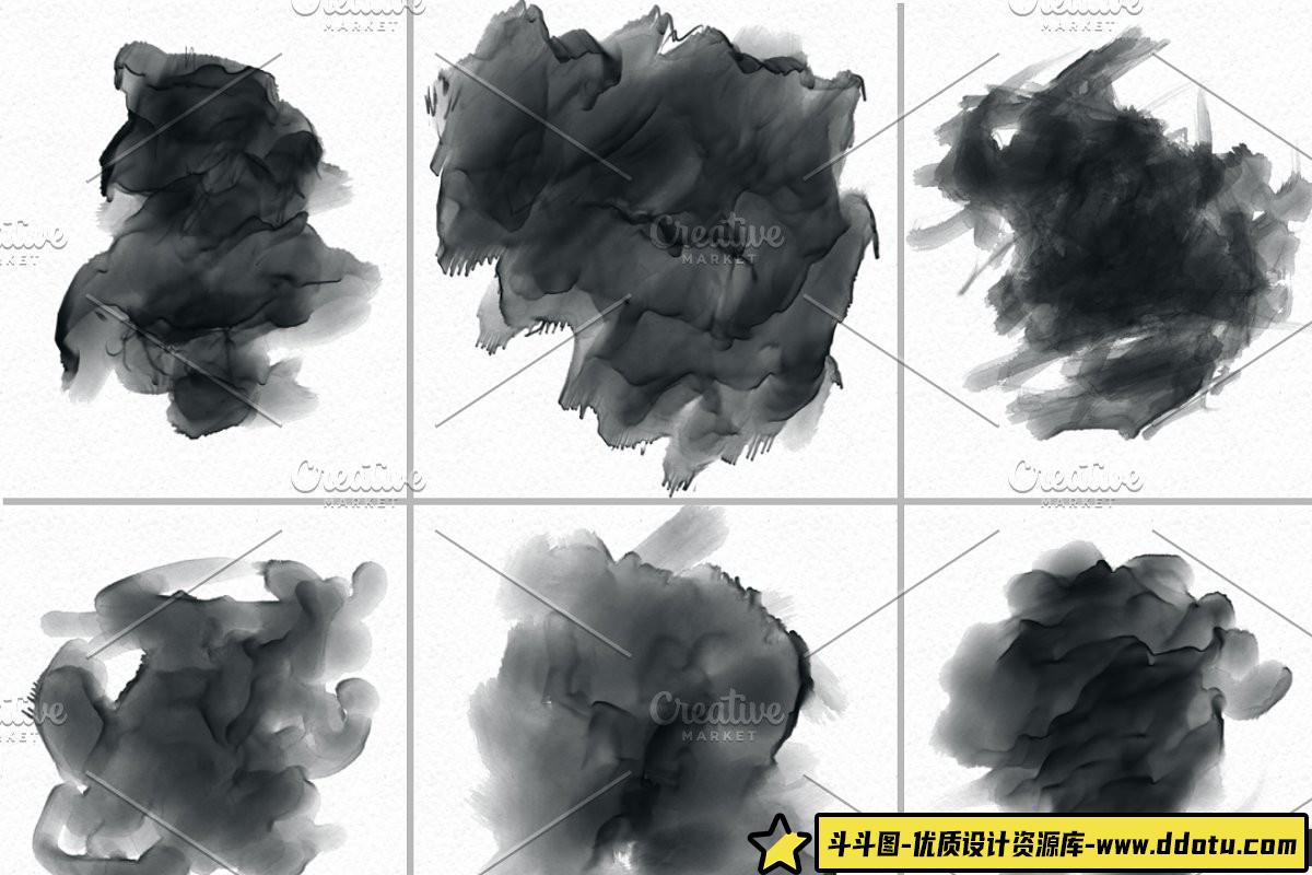 高分辨率水彩PS笔刷套装2:打造细腻水墨效果的完美工具