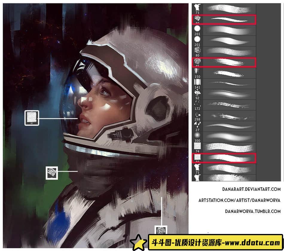 高品质艺术CG绘画创作：Photoshop专用笔刷推荐-斗斗图