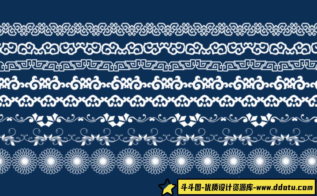 超美中国风与古风笔刷合集下载：祥云、边框花窗及花朵边角素材一应俱全！