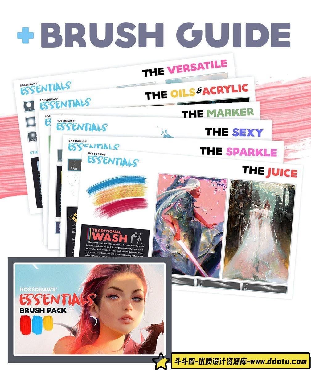 Rossdraws推荐:CG绘画必备刷子包,提升你的创作体验!