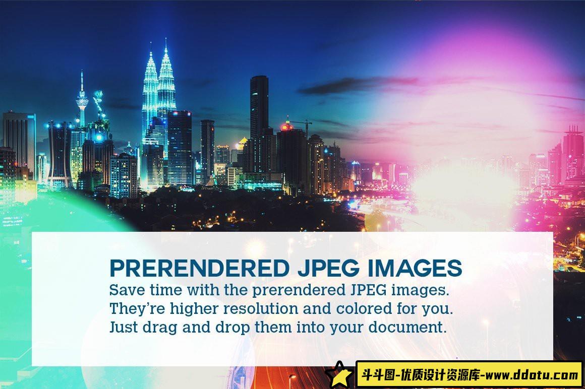 《Boke-Aji:80款炫光漏光笔刷与高清叠加背景素材》