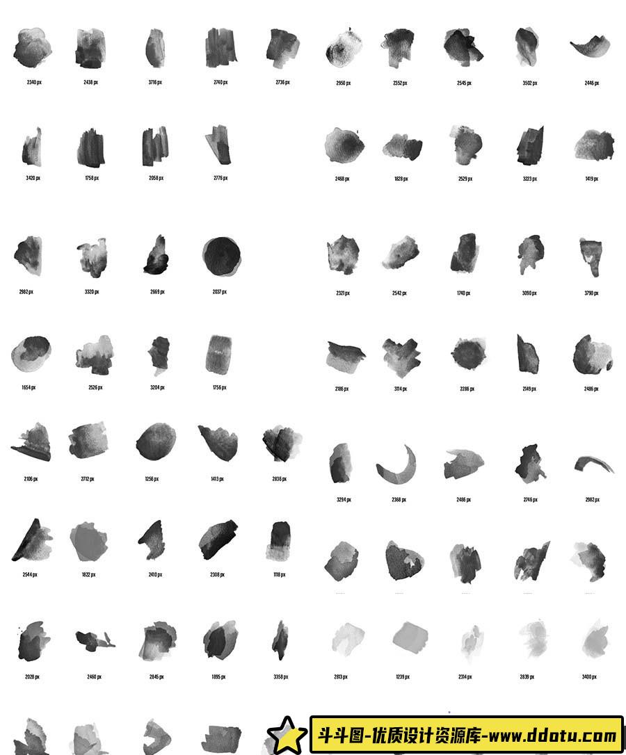 89款数字水彩Photoshop笔刷，助力产品广告与T恤设计创作