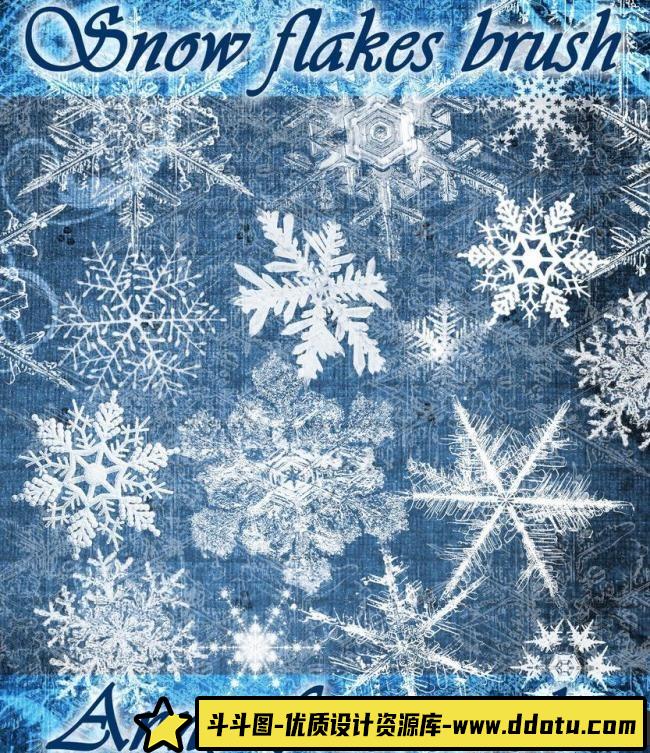 【PS笔刷】冬季雪花与冰晶装饰：水花瀑布笔刷合集