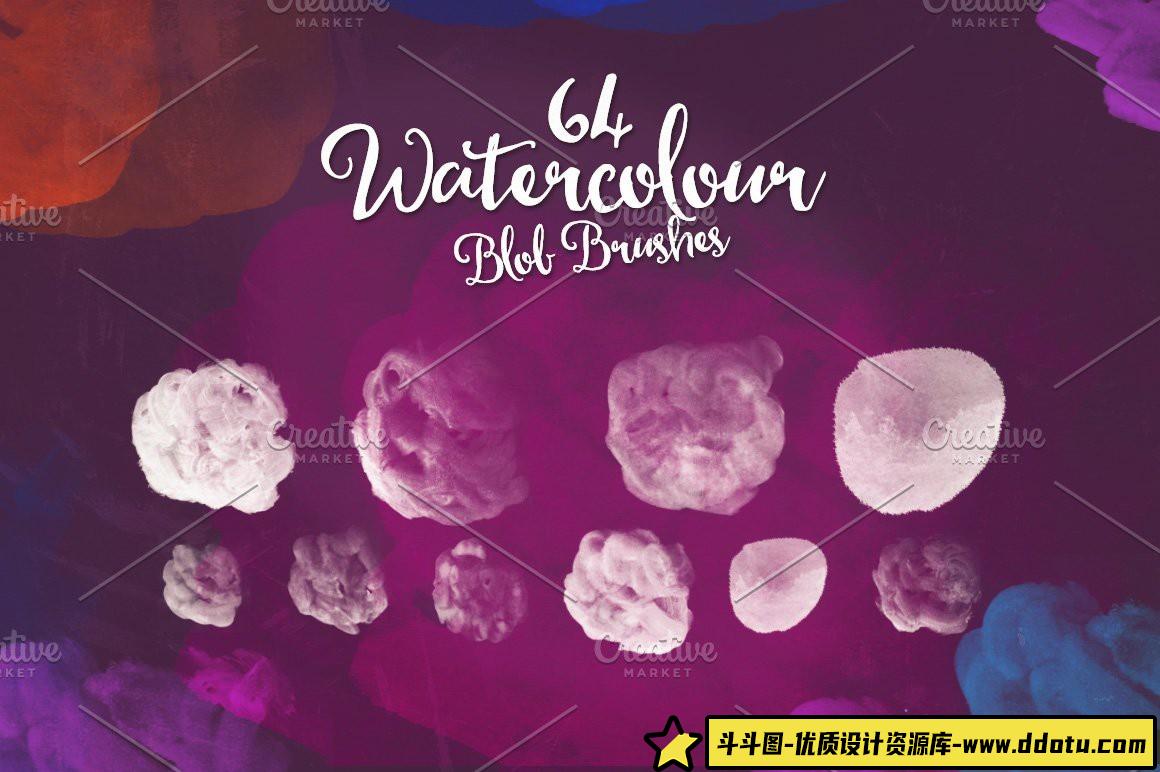64款水彩PS笔刷，完美适配Adobe Photoshop的水墨艺术创作工具