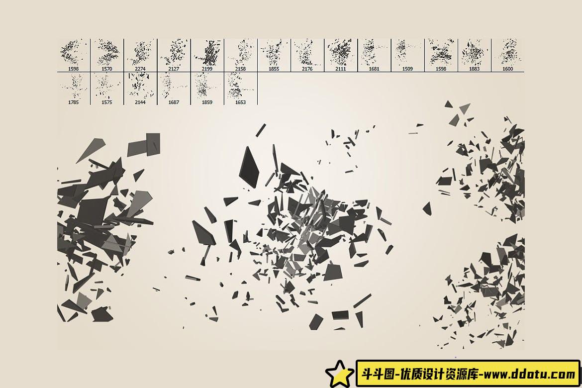 《20款独特破碎玻璃纸屑PS特效笔刷,提升你的创意设计》