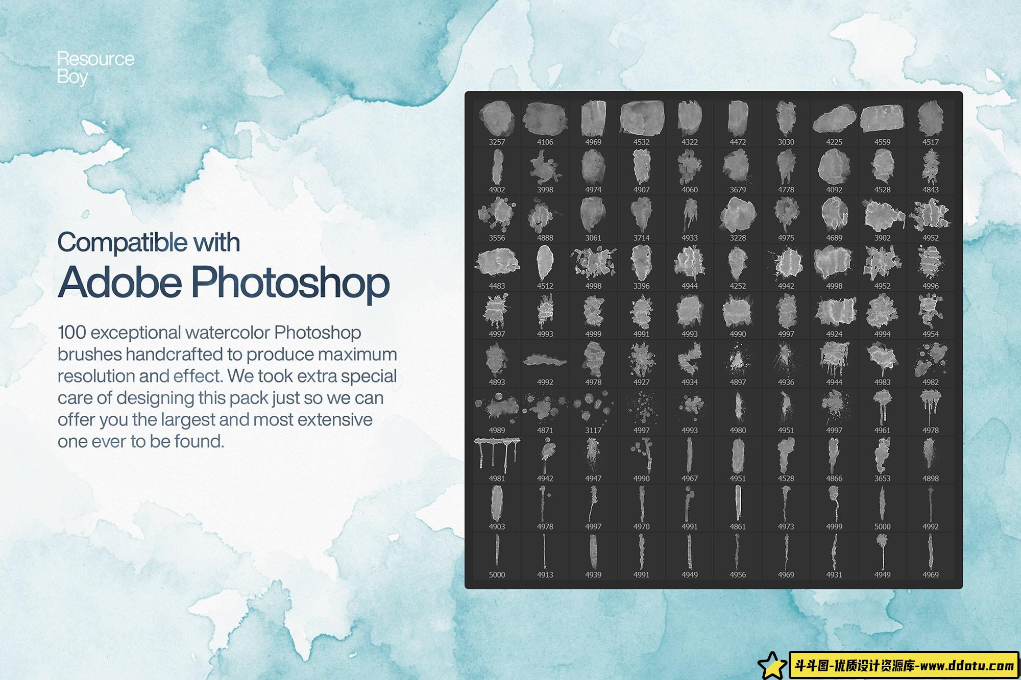 100款高清4K水彩Photoshop笔刷，尽享水墨艺术魅力