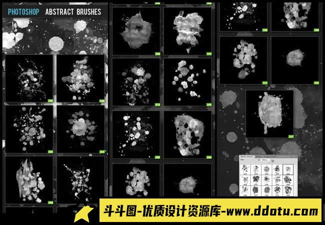 高清水墨喷溅笔刷素材，完美呈现油漆滴落效果的Photoshop工具-斗斗图