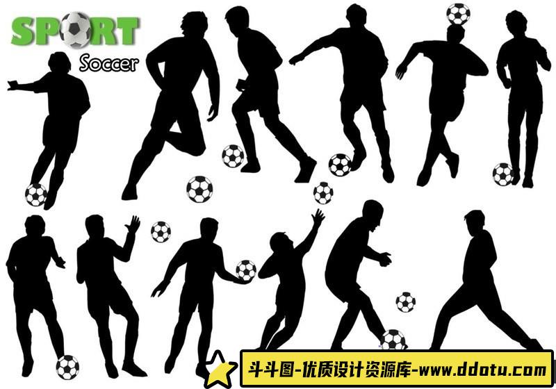 《足球动作剪影PS笔刷：人物化妆与创意设计工具》-斗斗图