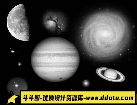 《创意无限：月球与星系主题PS笔刷，点亮你的设计》-斗斗图