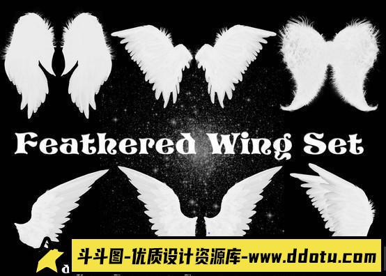 天使翅膀主题PS笔刷素材，打造梦幻人物化妆效果-斗斗图