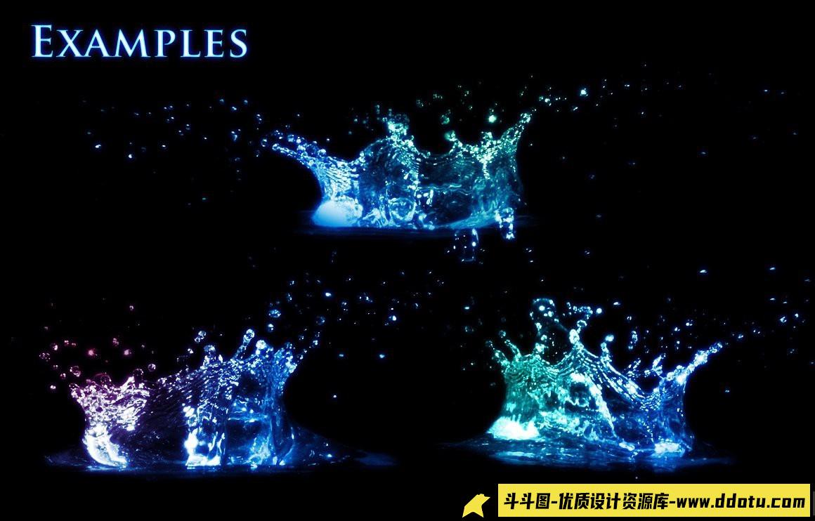 38款水花涟漪飞溅PS笔刷与样式，打造生动瀑布效果