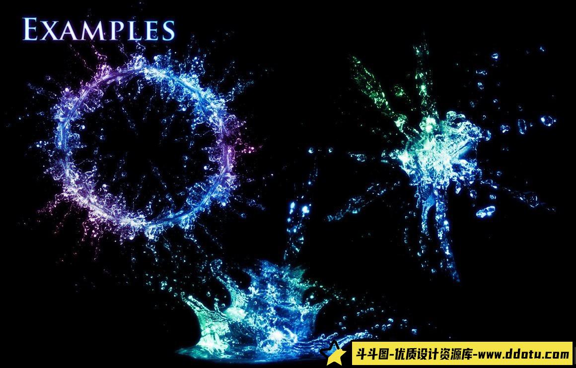 38款水花涟漪飞溅PS笔刷与样式，打造生动瀑布效果