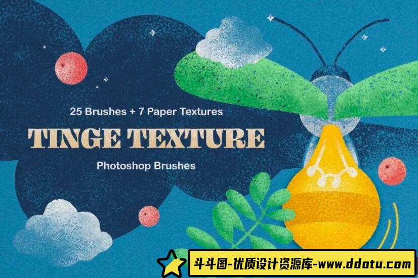 适用于Photoshop的铅笔、木炭和蜡笔风格背景纹理笔刷合集-斗斗图