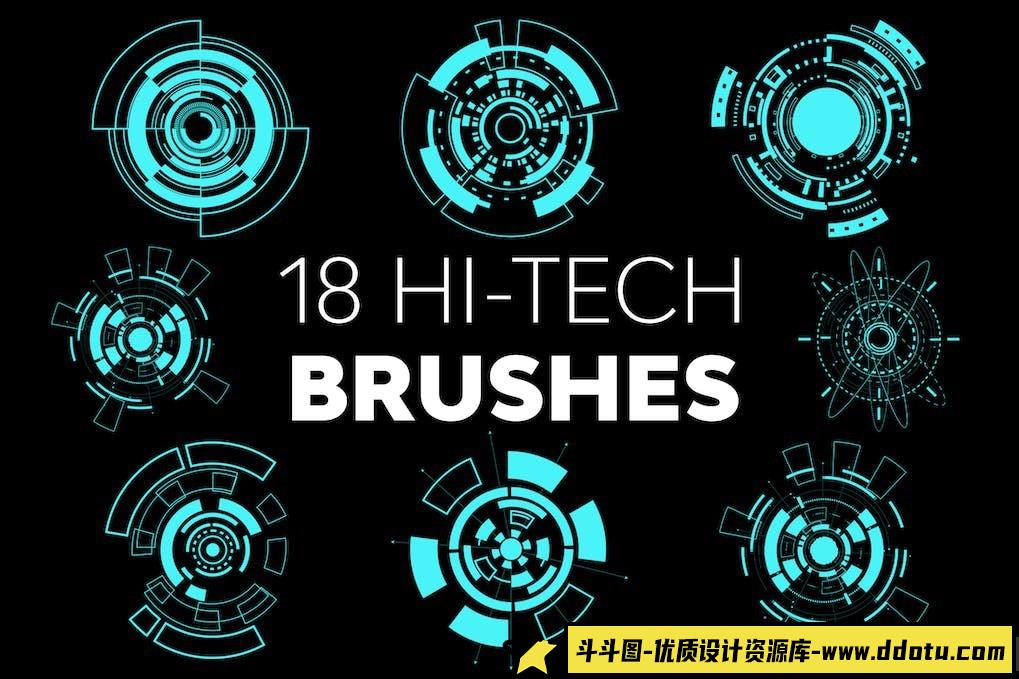 18款高科技PS特效创意笔刷，助你轻松打造未来感作品-斗斗图