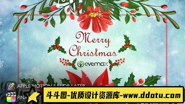 FCPX插件-圣诞问候模板 Merry Christmas Opener 支持M1-斗斗图